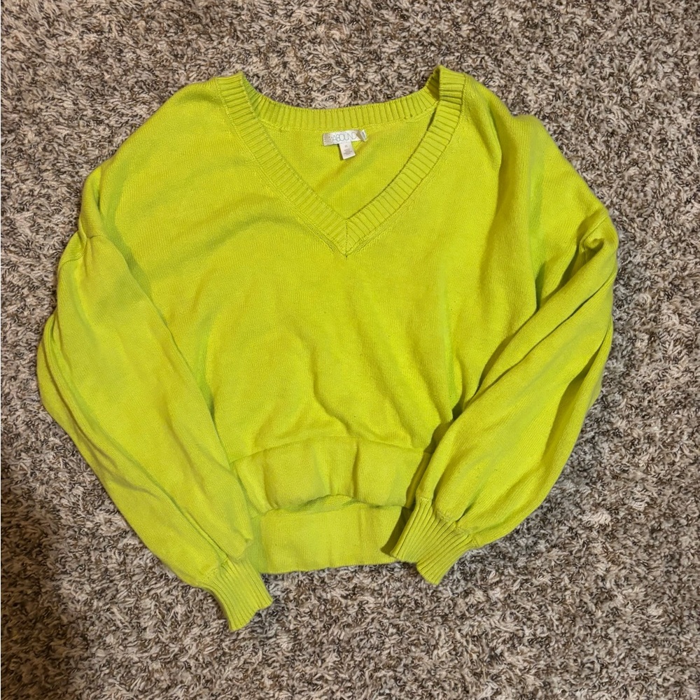 Abound Knit Green V Neck Sweater